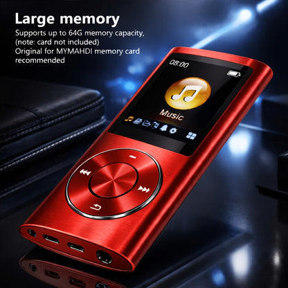 Aluminum Alloy MP3 Player 64GB with Earphone & Charging Cable, Slim 1.8 Inch LCD Portable Music Player, 200mAh Rechargeable Battery, Supports MP3 WMA FLAC APE, TF Micro SD Card Up to 64GB (Card Not Included)