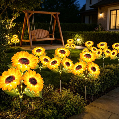 Solar Garden Lights Sunflower LED Outdoor Stake Lights 3-in-1 IP44 Waterproof Solar Powered Lawn Path Landscape Lights for Patio Yard Garden Decor Mother's Day Housewarming Gift