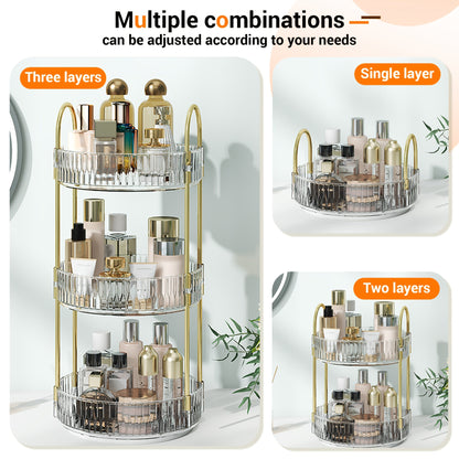 Rotating Multi-Level Makeup Organizer with Detachable Trays and 12 Exact Color-and-Layer Options