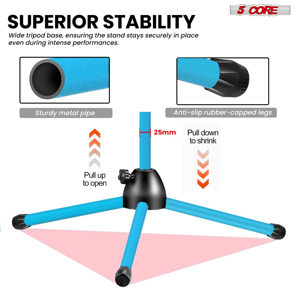 63-Inch Dual Microphone Boom Stand with Tripod Base and Two Mic Clips