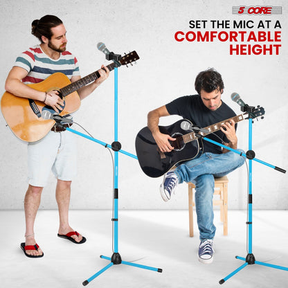 63-Inch Dual Microphone Boom Stand with Tripod Base and Two Mic Clips