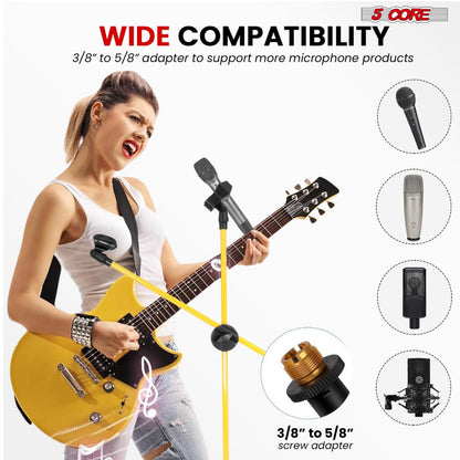 63-Inch Dual Microphone Boom Stand with Tripod Base and Two Mic Clips