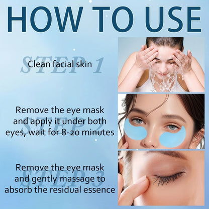 HOREY Blue Under-Eye Patch Jar with 60 Pieces and Retinol, Collagen, Caffeine and Niacinamide Package Wording