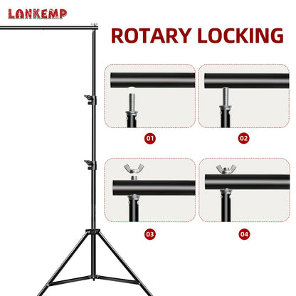 LANKEMP 6.6-Foot Square Photography Backdrop Stand Kit with Two Tripods, Four Crossbars, Clips and Carry Bag