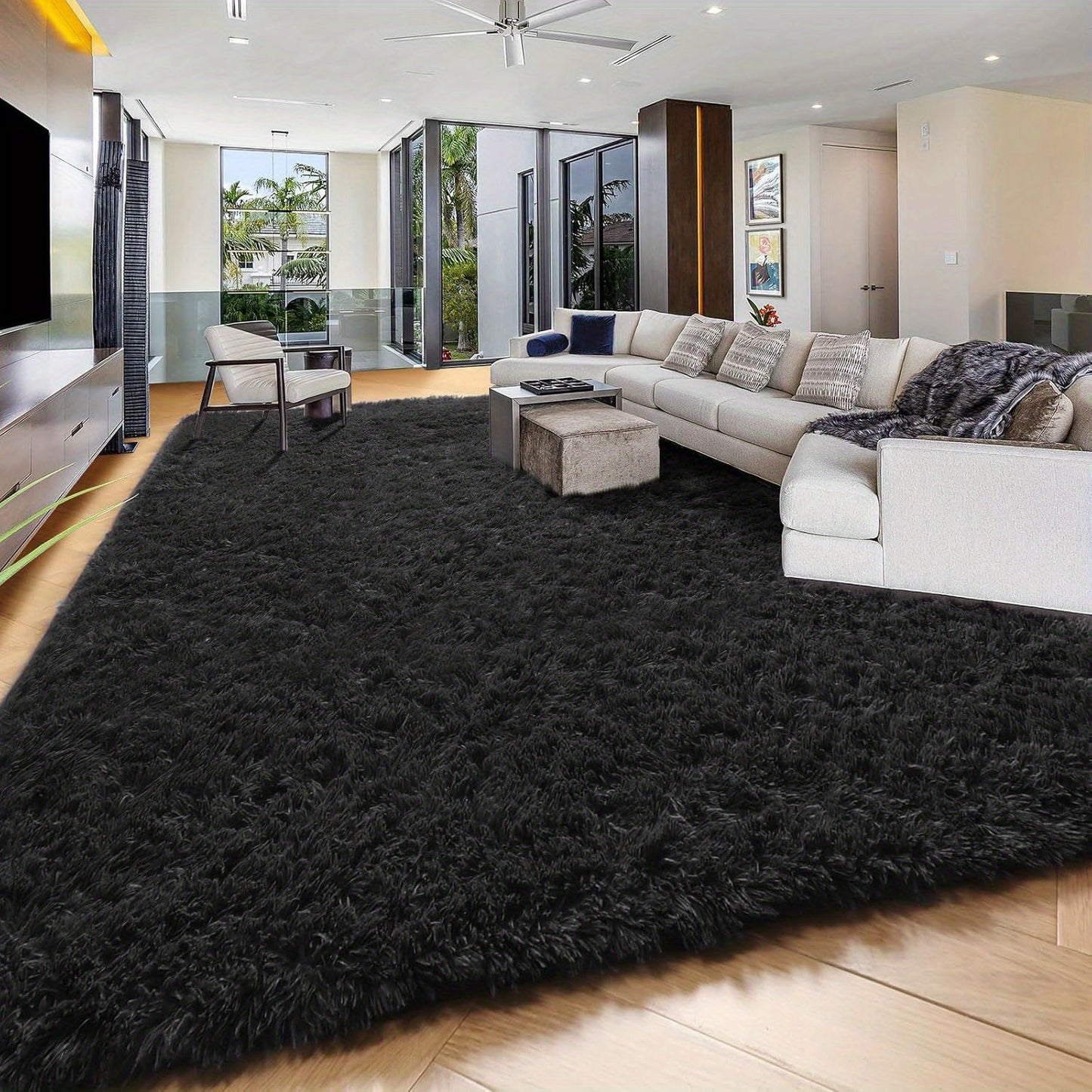Area Rug 8x10 Plush Shag with 1.7-Inch Pile and Nine Machine-Washable Colors for Living Spaces