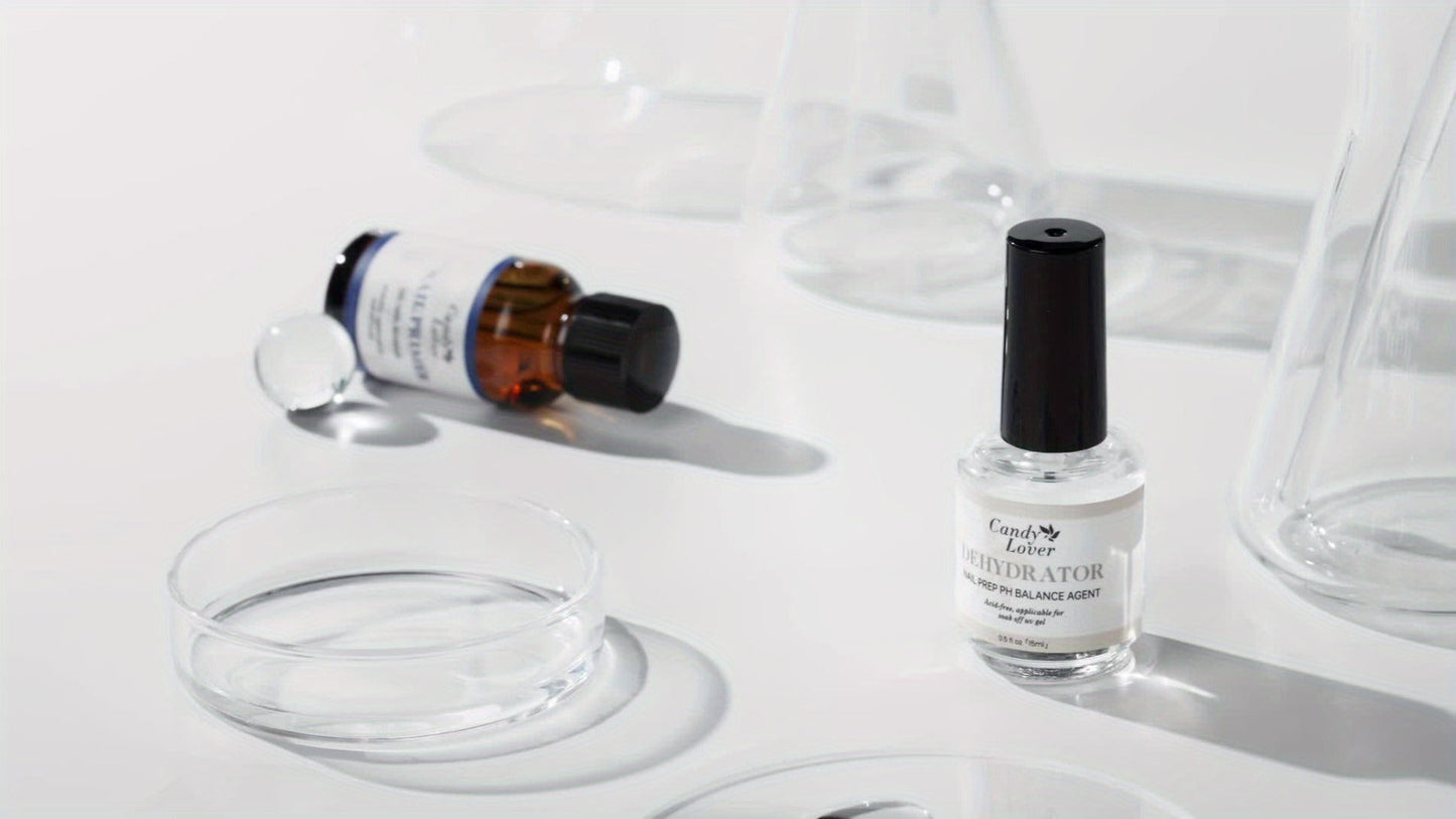 Four-Piece Gel Nail Dehydrator and Primer Kit with Base Coat and Top Coat for Home Manicure Prep
