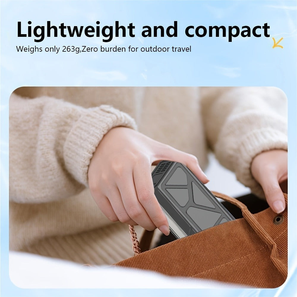 Portable Fan, USB-Rechargeable Handheld Model with Brushless Motor, High-Velocity Airflow and Built-In LED Light