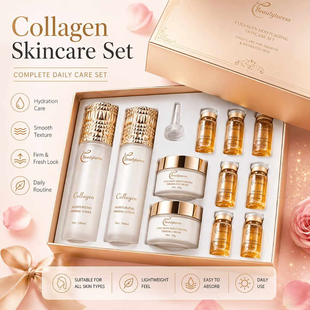 Skincare Set with Beautyluress Label, 14 Collagen Hyaluronic Acid and Niacinamide Product Pieces