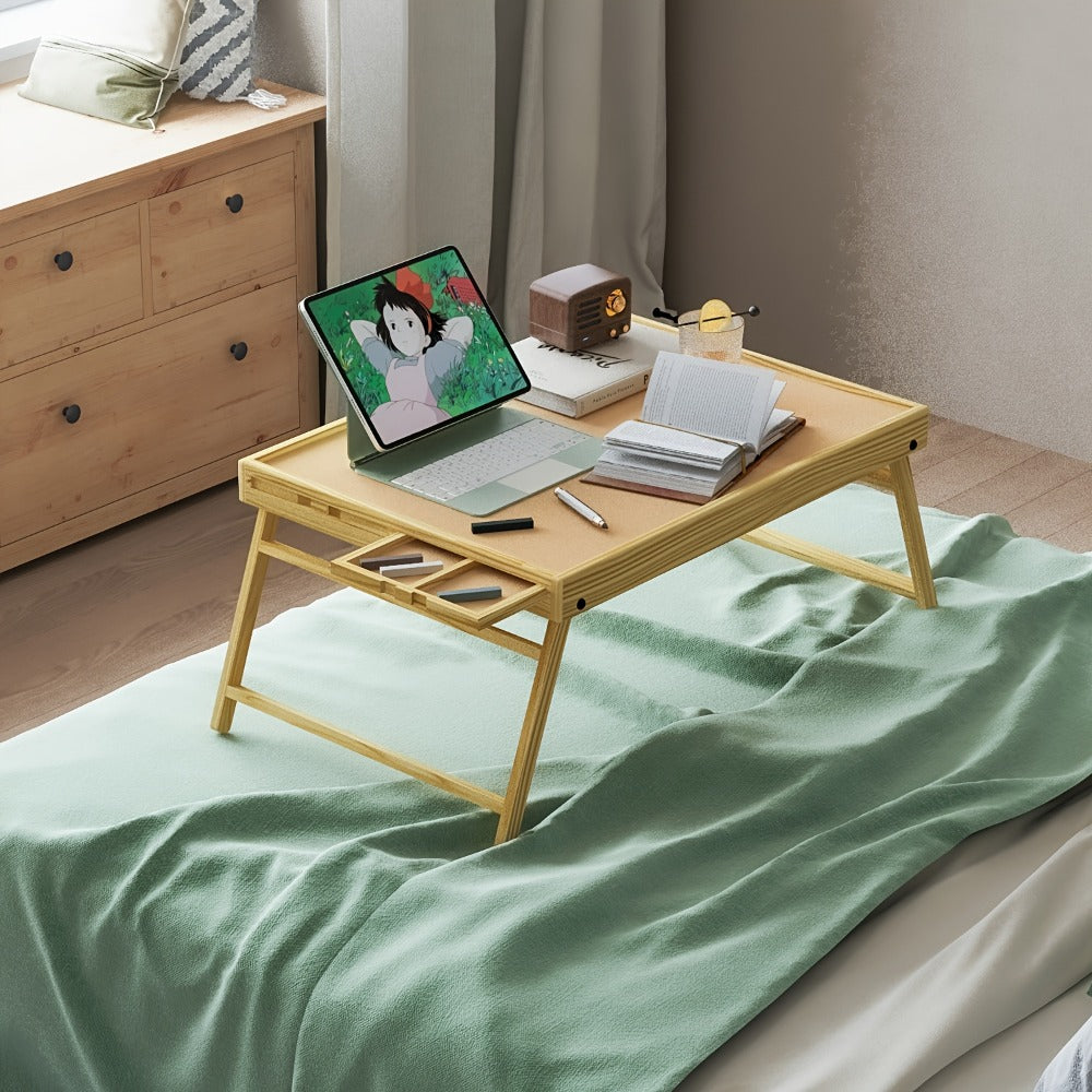 Foldable Wooden Jigsaw Puzzle Table with 4 Storage Drawers, 16 Sorting Grids and Natural-Color 1000-Piece Work Surface