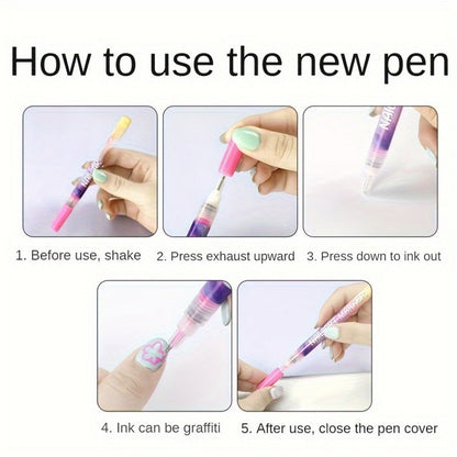 Nail Art Pens 12 Colors Quick Dry 3D Graffiti & Detail Brush Set – Ultra-Fine Precision Drawing Pen Kit for DIY Nail Design, Salon & Home Use, Vibrant Long Lasting Ink