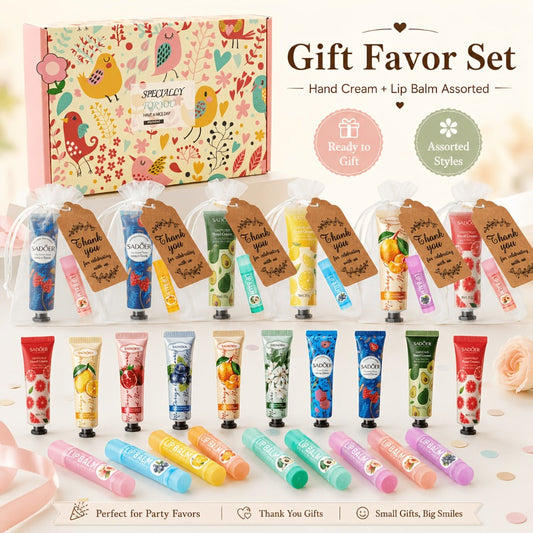 24pcs Bulk Lip Balm & Hand Cream Gift Set – Party Favors, Wedding & Thank You Gifts for Guests