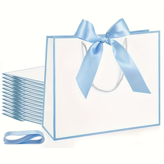 Gift Bags with Handles for Party Favors - Butterfly Ribbon Thank You Bags Wedding Baby Shower Birthday Bridesmaid Housewarming Autumn Celebration Elegant Packaging 12 24 36pcs
