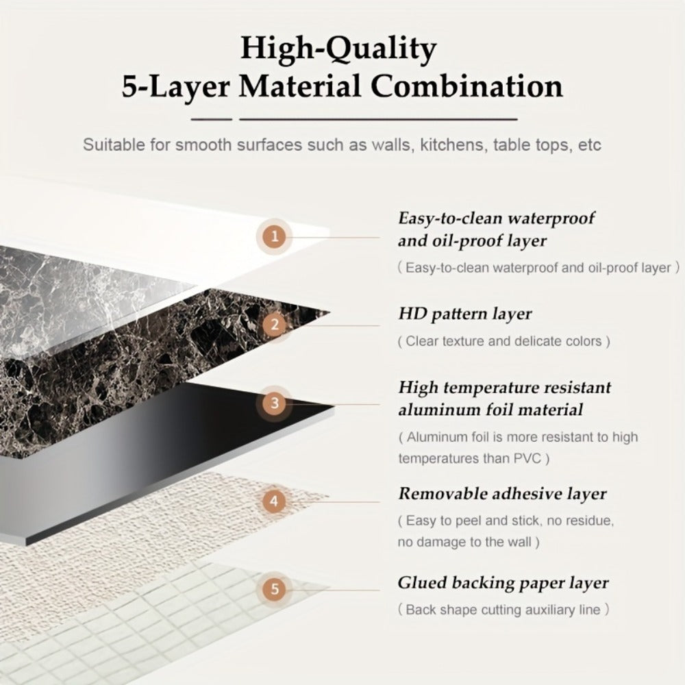 Marble Peel and Stick Wallpaper Roll - Oil-Proof Self-Adhesive Wall Contact Paper for Kitchen Backsplash Bathroom Countertop