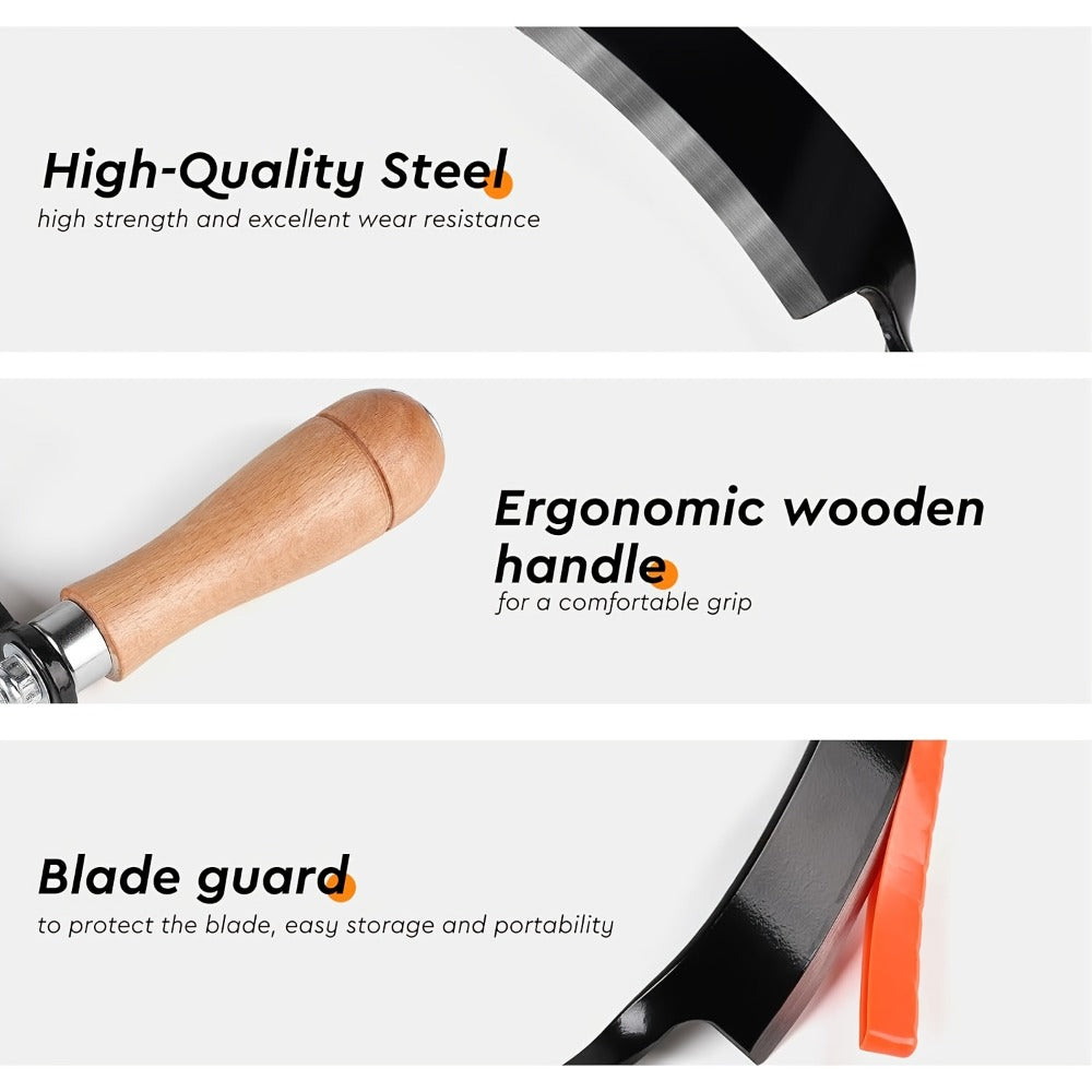Curved Drawknife Woodworking Tool with Two Wood Handles in 5-, 8- or 10-Inch Blade Length Options