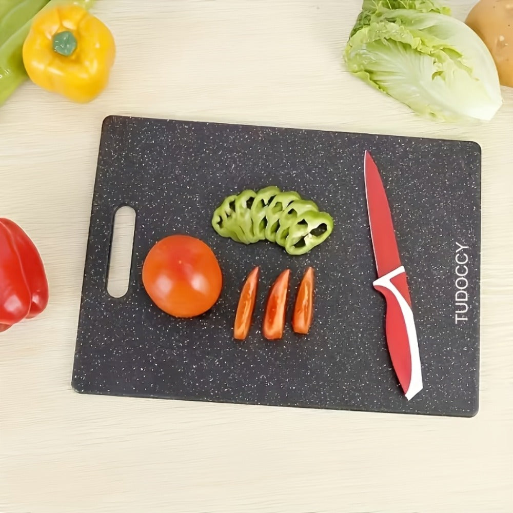 Plastic Cutting Board Set 3 Piece – BPA-Free Kitchen Chopping Boards with Easy-Grip Handle, Non-Porous Surface, Two-Tone Color-Coded Large Medium Small Sizes for Meat Vegetables Fruits