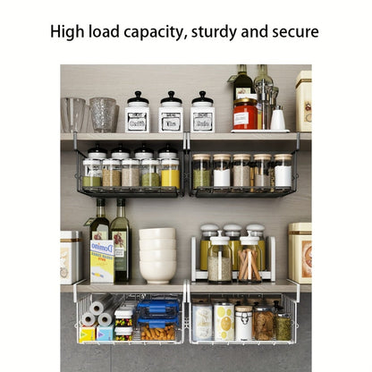 Wall Mount Foldable Storage Basket - Waterproof Rustproof Metal Organizer, Collapsible Space Saving for Kitchen Cabinet, Laundry Room, Pantry Closet