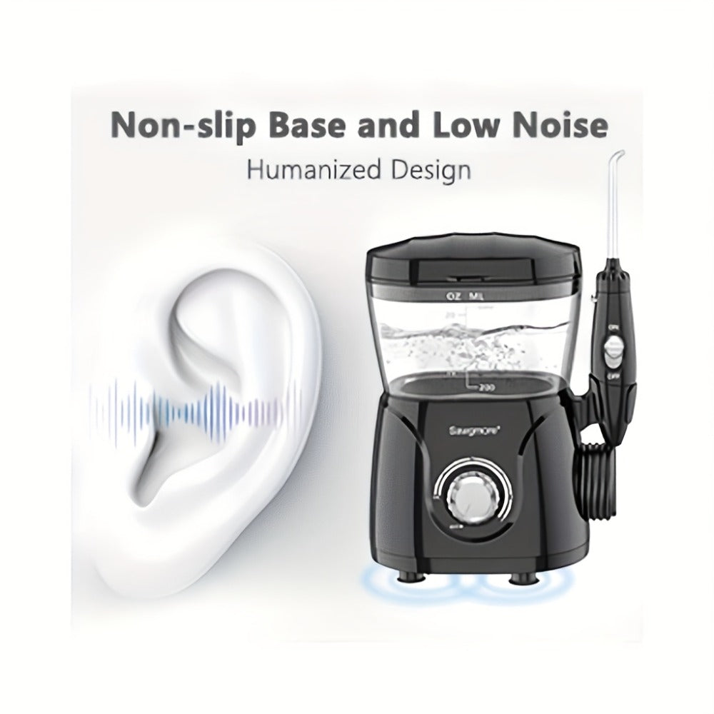 600 ml Desktop Water Flosser in Black with 10 Pressure Levels, Eight Nozzles and Large Tank