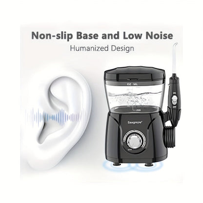 600 ml Desktop Water Flosser in Black with 10 Pressure Levels, Eight Nozzles and Large Tank