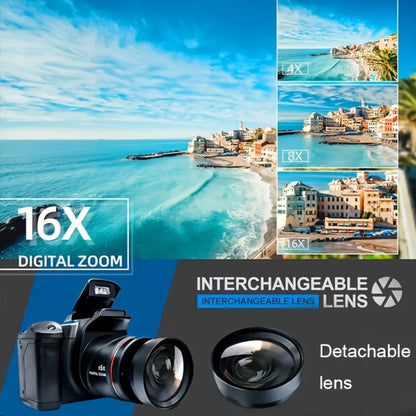 Digital Camera 1080P DSLR-Style Compact with 2.4-Inch Screen, 16X Digital Zoom, 9.88mm Lens and 32GB Card