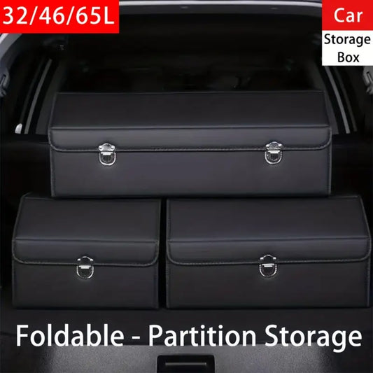 Car Trunk Organizer with Lid - 12.15 Gallon Collapsible Multi-Compartment Storage for Auto, SUV, Truck & Minivan