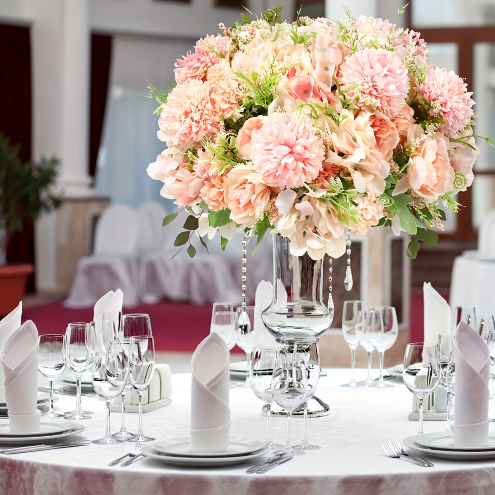 Artificial Flowers 12-Bundle Peony and Hydrangea Bouquet Set in Five Colors for Wedding Decor