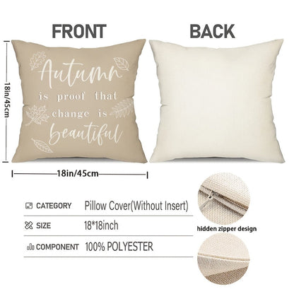 Autumn Pumpkin Throw Pillow Covers, Set of Four 18 x 18-Inch Polyester Cases with Hidden Zippers