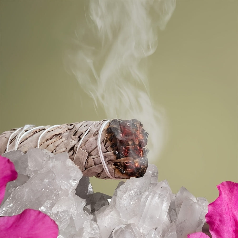 Natural White Sage and Random Crystal Decor Set for Meditation Spaces, Displays and Seasonal Gifts