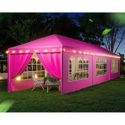 10x30ft Party Tent with Eight Removable Window Sidewalls in Pink, Black or White Color Options