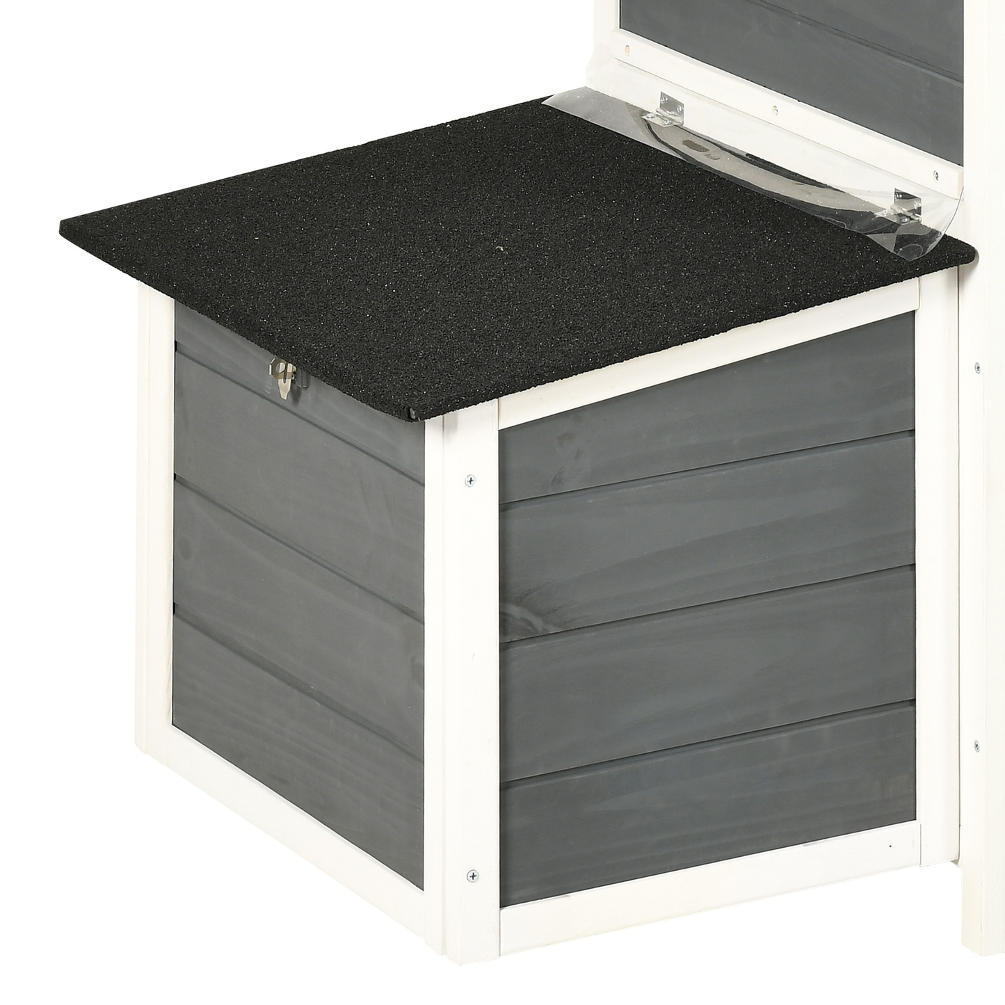 Wooden Hen House with 67in Frame, Two Nest Boxes, Ramp and Gray or Brown Two-Tone Outdoor Finish