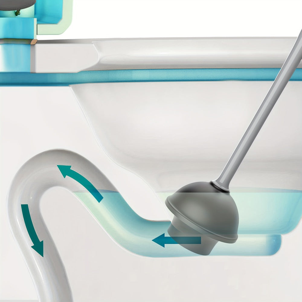 Toilet Plunger and Bowl Brush Combo with Separate Holders and Compact Gray Bathroom Storage Design