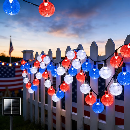 Crystal Ball String Lights 100 LED 39ft, Solar Bubble Ball Fairy Lights with 8 Lighting Modes — Outdoor Waterproof Decor for Christmas, Halloween, July 4th & Patio | Multi-Color Options