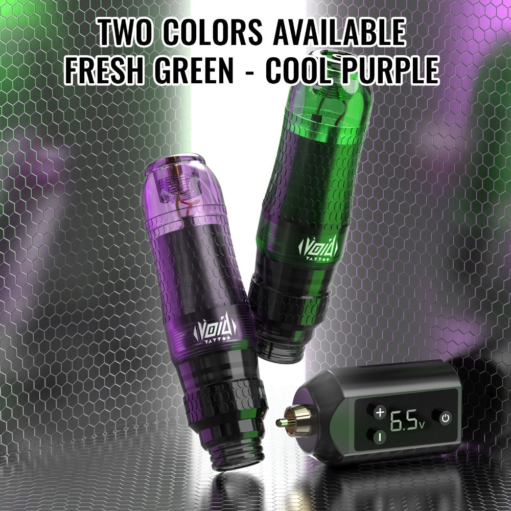 Tattoo Machine Kit VOID Wireless Pen with 1200mAh Battery, 4-12V Adjustment, 10 Cartridges and 5 Ink Shades