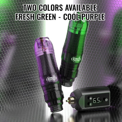 Tattoo Machine Kit VOID Wireless Pen with 1200mAh Battery, 4-12V Adjustment, 10 Cartridges and 5 Ink Shades