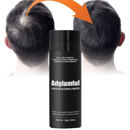 Large 30-Gram Hair Fiber Powder in Black or Dark Brown with Tall Shaker-Style Container Design