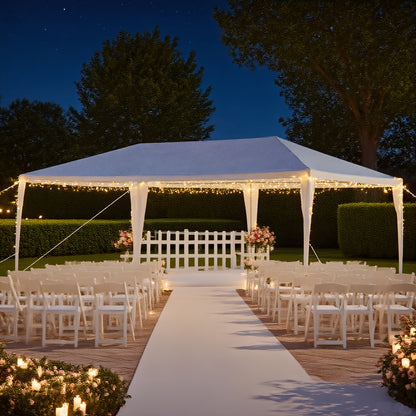 White Open-Sided Canopy Tent in 10x20ft or 10x30ft Sizes with Ropes, Stakes and No Sidewalls