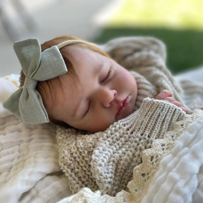 Reborn Doll, 20-Inch Sleeping Cloth-Body Figure with Vinyl Limbs, Hand-Rooted Hair and Accessories