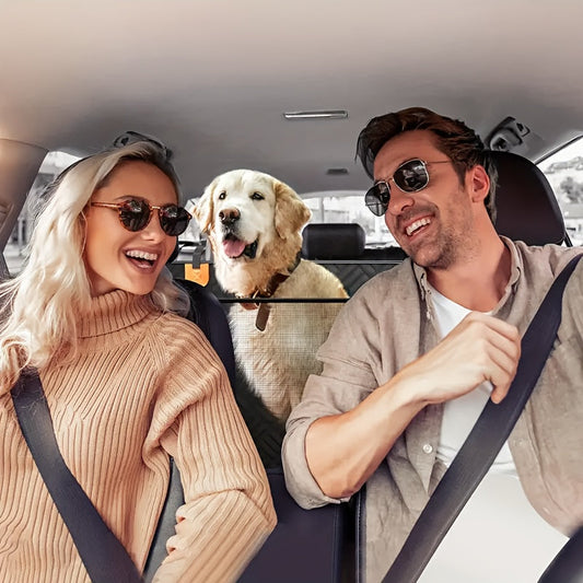 Dog Back Seat Extender with Hard Bottom - Heavy Duty Car Seat Cover for Dogs Supports 400 lbs, Waterproof Backseat Hammock Bed for SUVs Trucks & Most Cars, Full Coverage with Mesh Window & Storage Pockets