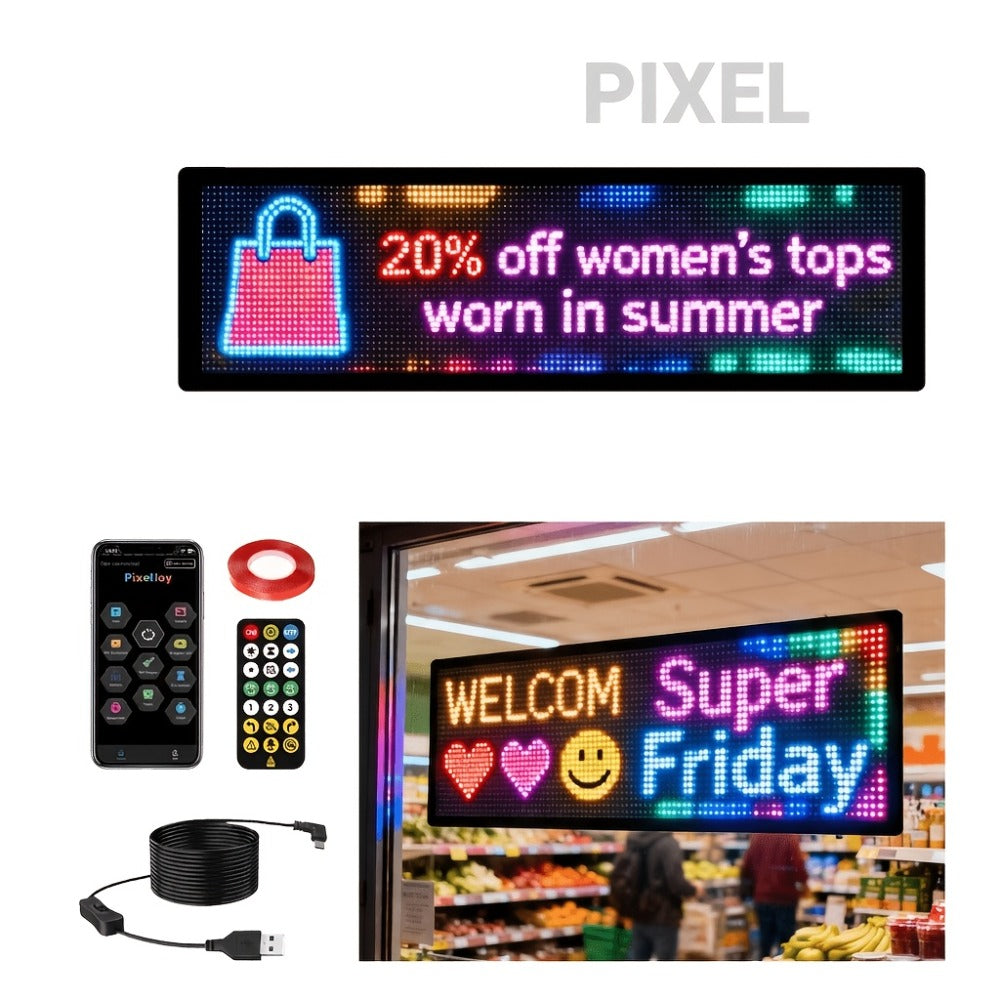 Programmable LED Sign Flexible Matrix Display Screen 5V App & Remote Control - Scrolling Text Picture GIF LED Panel for Car Store Bike Party Gaming Setup - 16x32 16x64 16x96 Devil's Eye