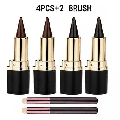 Waterproof Gel Eyeliner Stick 2 or 4PCS 24-Hour Long-Lasting Matte Fast-Drying Non-Smudge Eye and Lip Liner with Brush - Black Brown Everyday Party Makeup Women