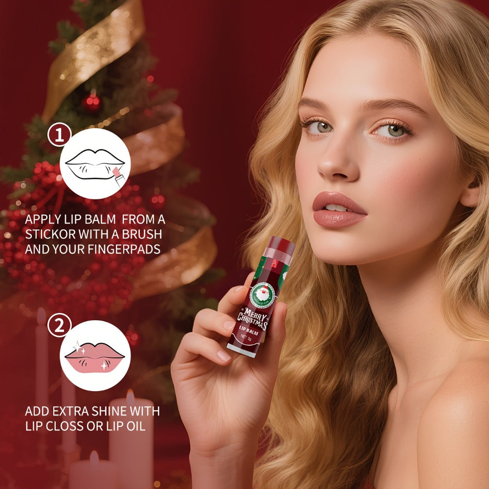 MISS FACTOR 32-Piece Lip Balm Set with Individually Capped Tubes in Red Christmas Gift Box