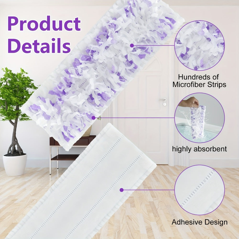 Forty-Piece PowerMop-Style Disposable Refill Pad Pack with Purple Strips and Adhesive Backing