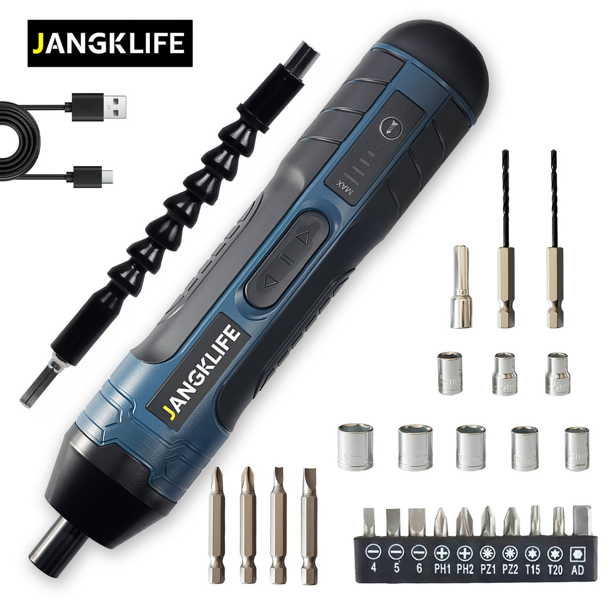 Cordless Electric Screwdriver Set, Rechargeable Power Screwdriver with LED Light, DC Charging, Bit Accessories Included