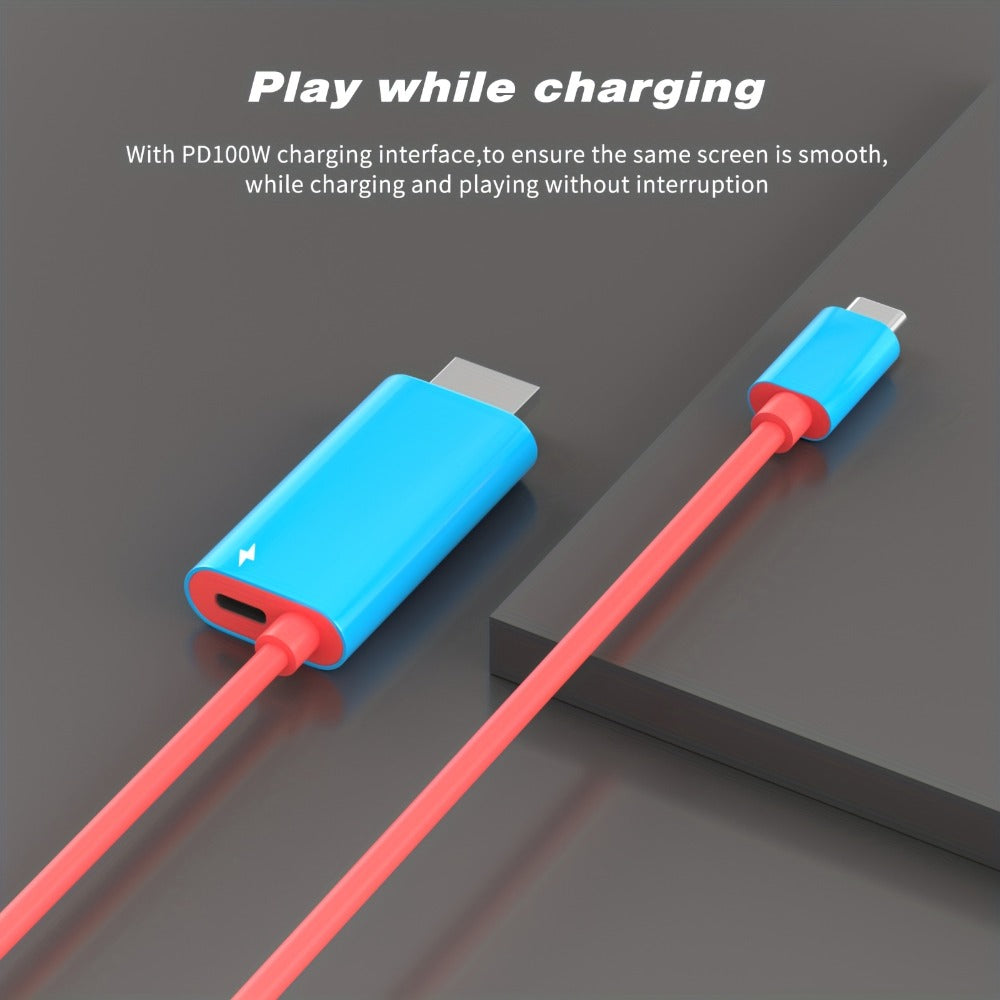 USB C to HDMI Cable 4K 30Hz for Nintendo Switch OLED - PD 100W Charging Portable USB-C HDTV Adapter for Laptop Tablet Phone MacBook