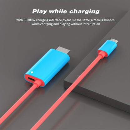 USB C to HDMI Cable 4K 30Hz for Nintendo Switch OLED - PD 100W Charging Portable USB-C HDTV Adapter for Laptop Tablet Phone MacBook