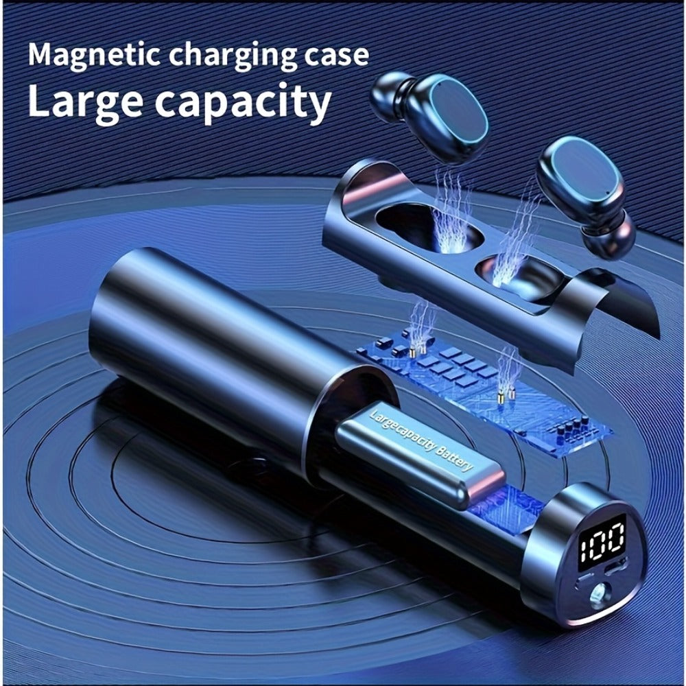 True Wireless Earbuds with Torchlight Charging Case, Touch Controls, Built-In Microphone and USB Charging