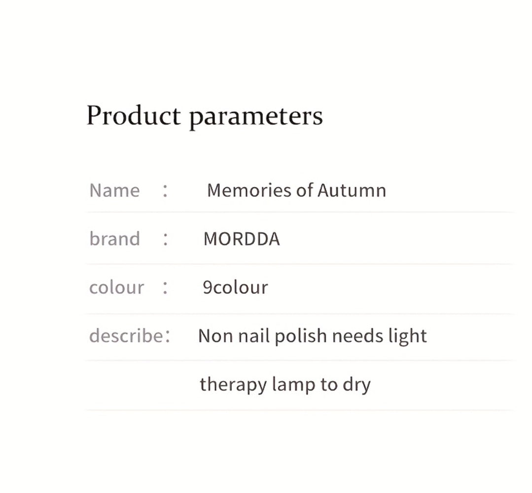 Gel Nail Polish Set with MORDDA Label, 9 Gradient Colors in the Yi Qiu Ci Nine-Grid Palette