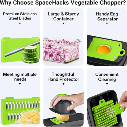 18-in-1 Vegetable Chopper and Mandoline Slicer with Clear Container in Upgraded or Gray 18-Piece Checkout Sets