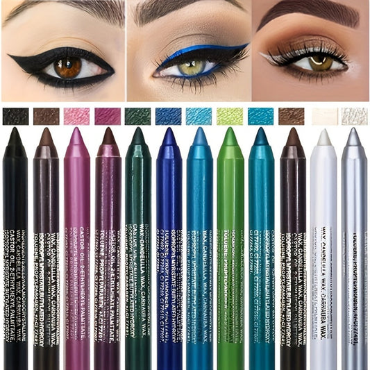 Waterproof Eyeliner Pencil Set 12 Colors with Sharpener Long Lasting Multicolor Eye Liner Kit for Daily Wear Stage Cosplay Festival Party Makeup Women Gift