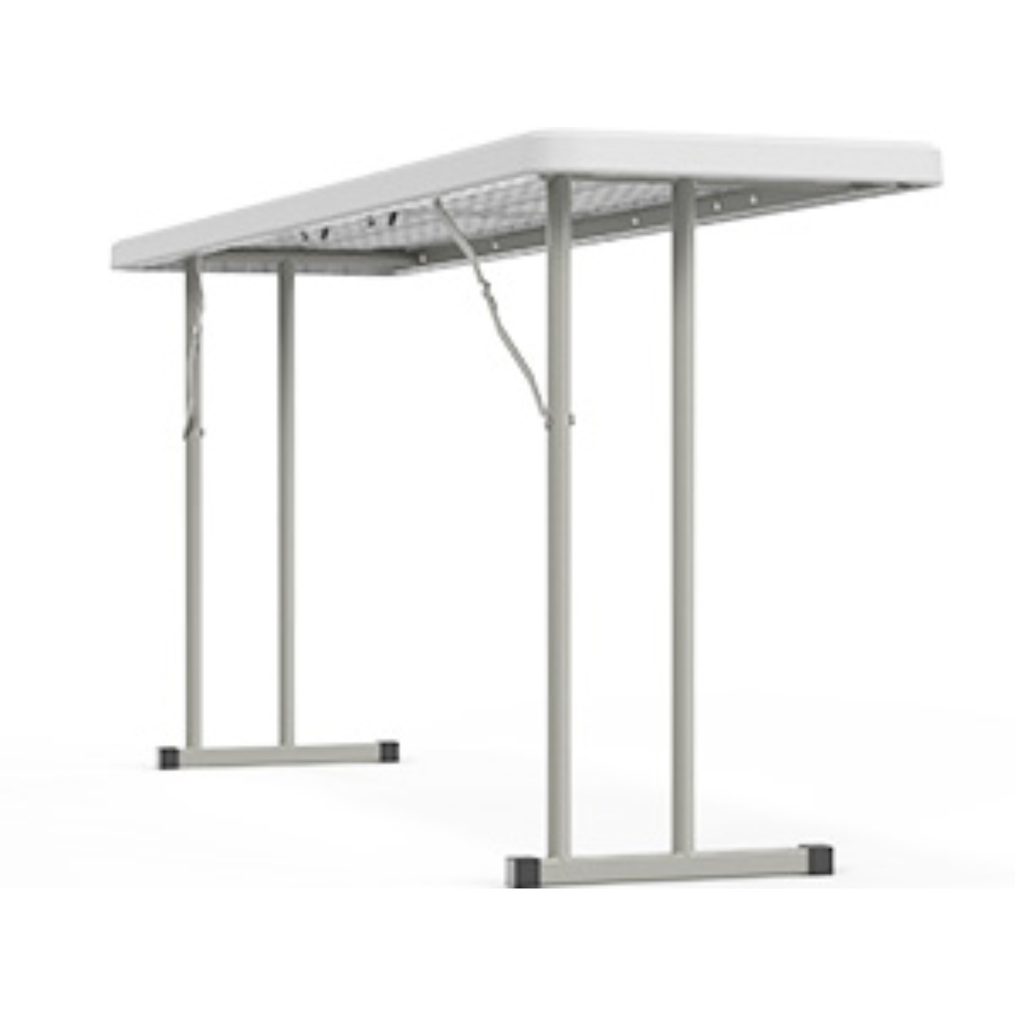 Narrow White 6-Foot Portable Folding Table with Rectangular Top and Folding Gray Leg Frame