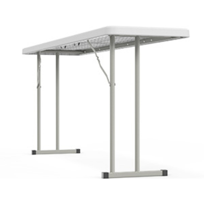 Narrow White 6-Foot Portable Folding Table with Rectangular Top and Folding Gray Leg Frame